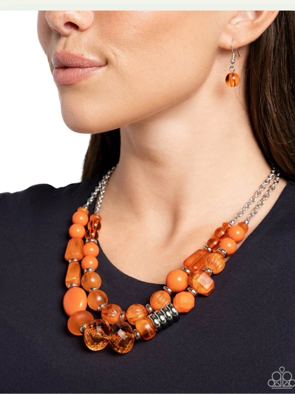 Paparazzi Orange Multi-Strand Necklace Earrings Set pina colada paradise nwt